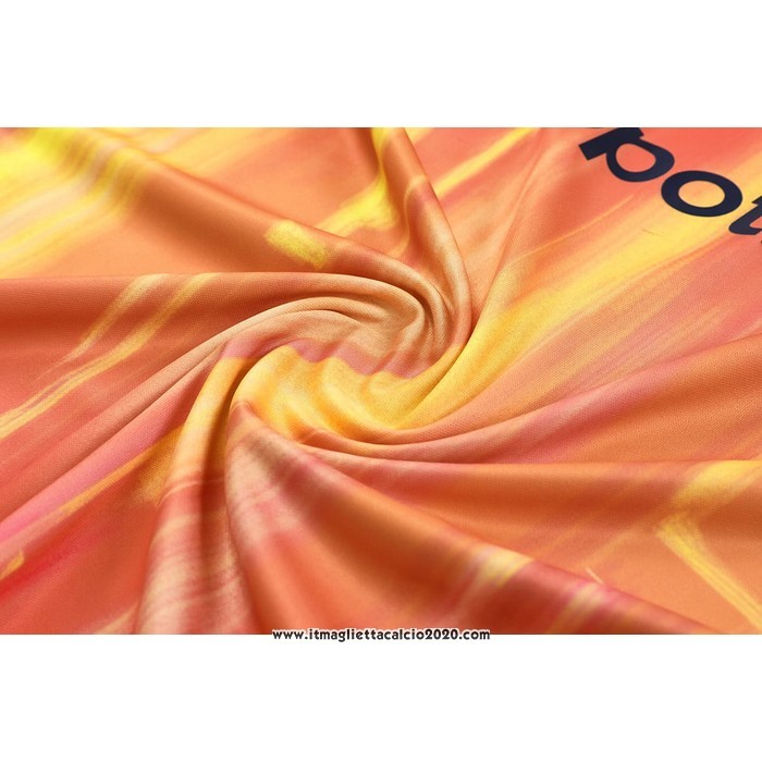 Tuta da Track FC Barcellona Manica Corta 2023 2024 Arancione - Pantalon Corto